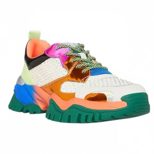 Steve Madden Thrilling Chunky Lug Sole Sneakers Rainbow Platform Size 9
